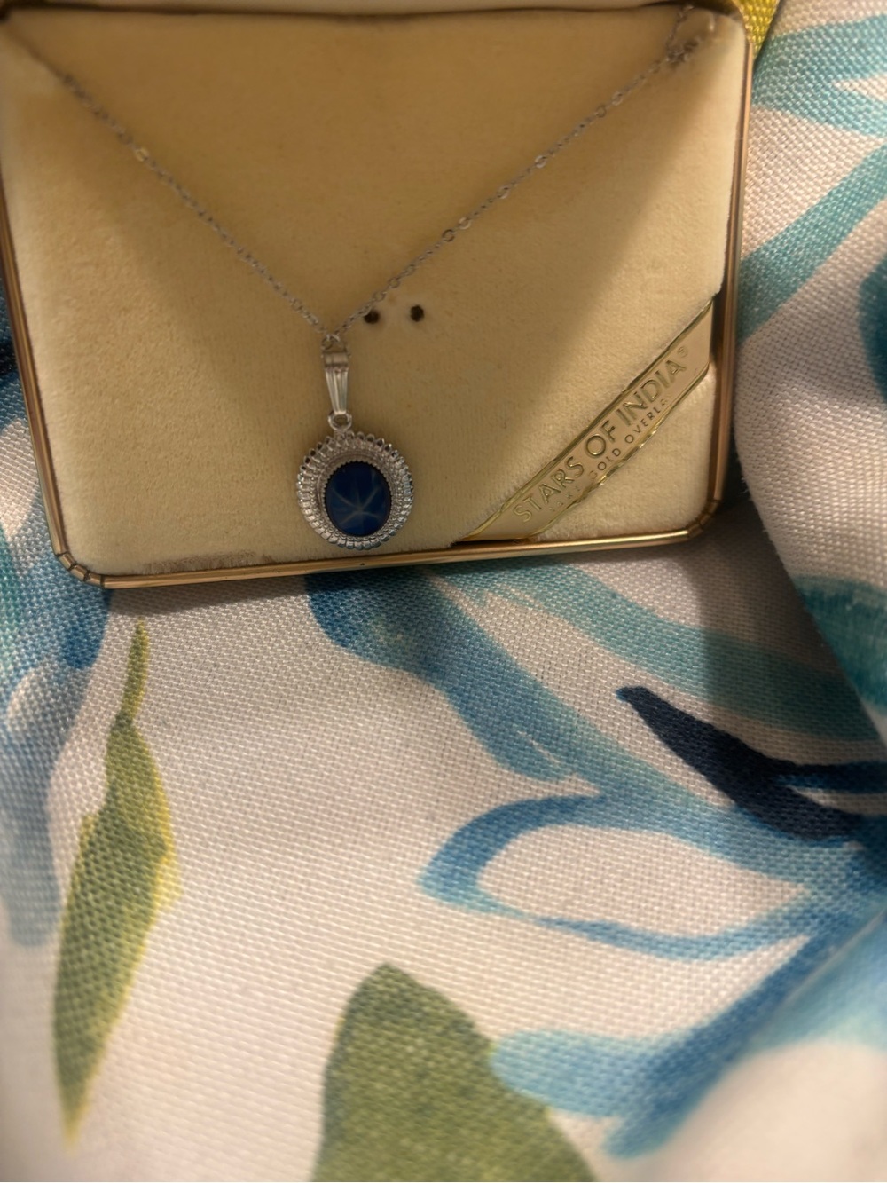 Vintage Star Of India Sterling Silver Blue Stone Necklace NWOT